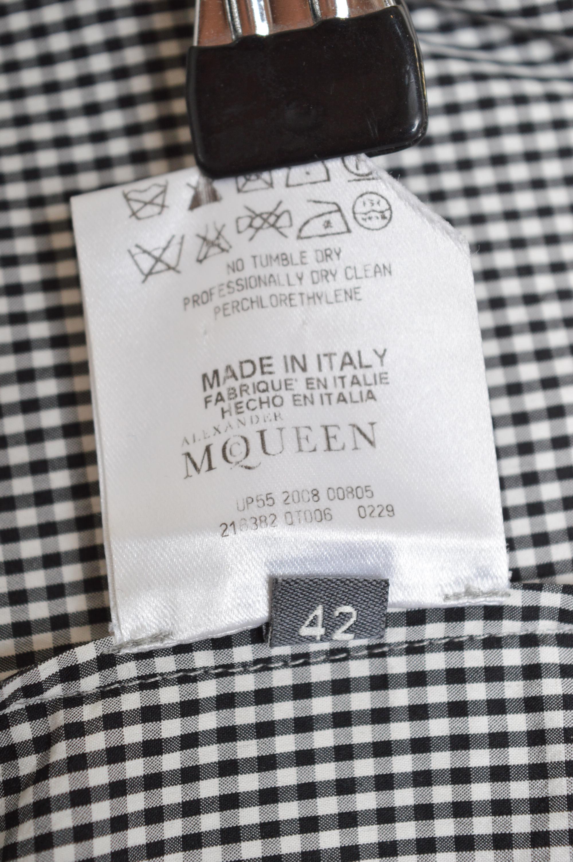 S/S 2008 Alexander McQueen Camisa de manga corta a cuadros de cuadros gingham en venta 10