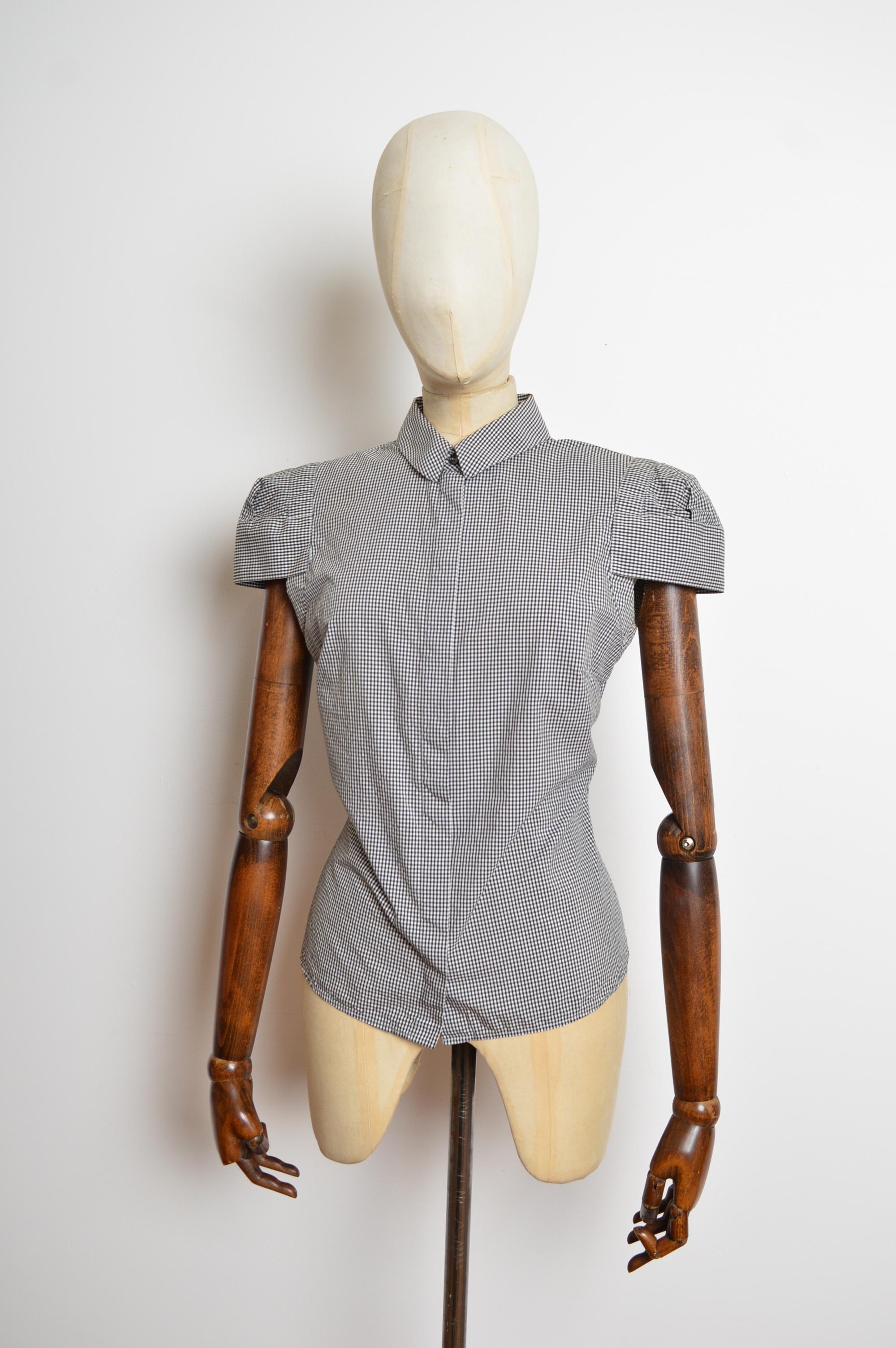 S/S 2008 Alexander McQueen Camisa de manga corta a cuadros de cuadros gingham en venta 3