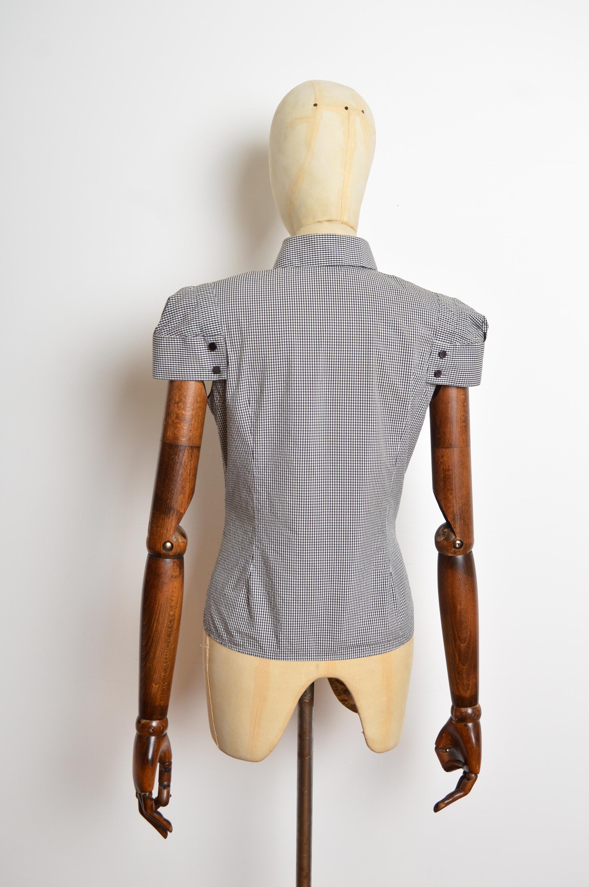 S/S 2008 Alexander McQueen Camisa de manga corta a cuadros de cuadros gingham en venta 4