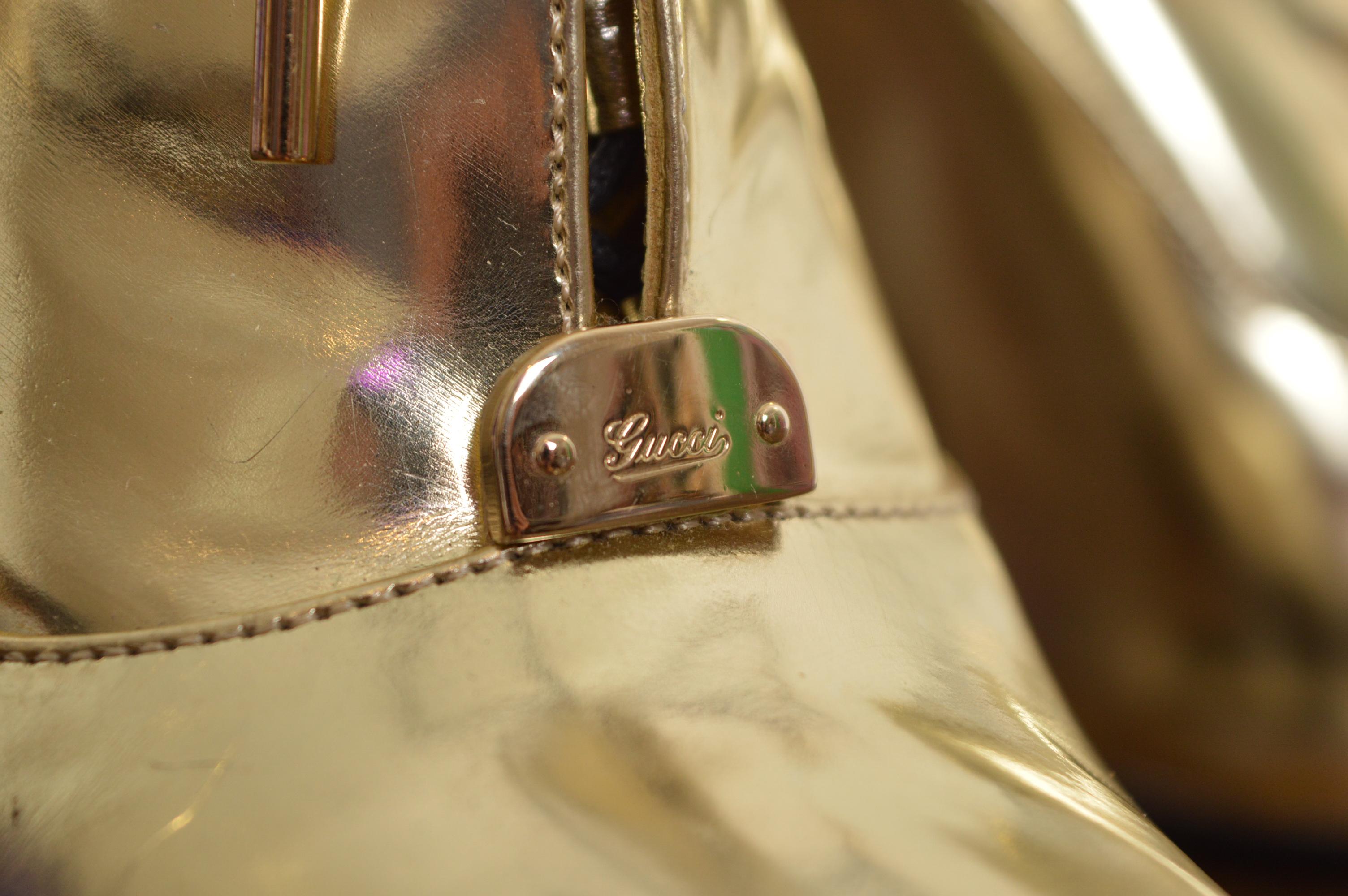S/S 2008 GUCCI Pale Gold Peep Toe Leather Stiletto lace Up High Heels in vendita 1