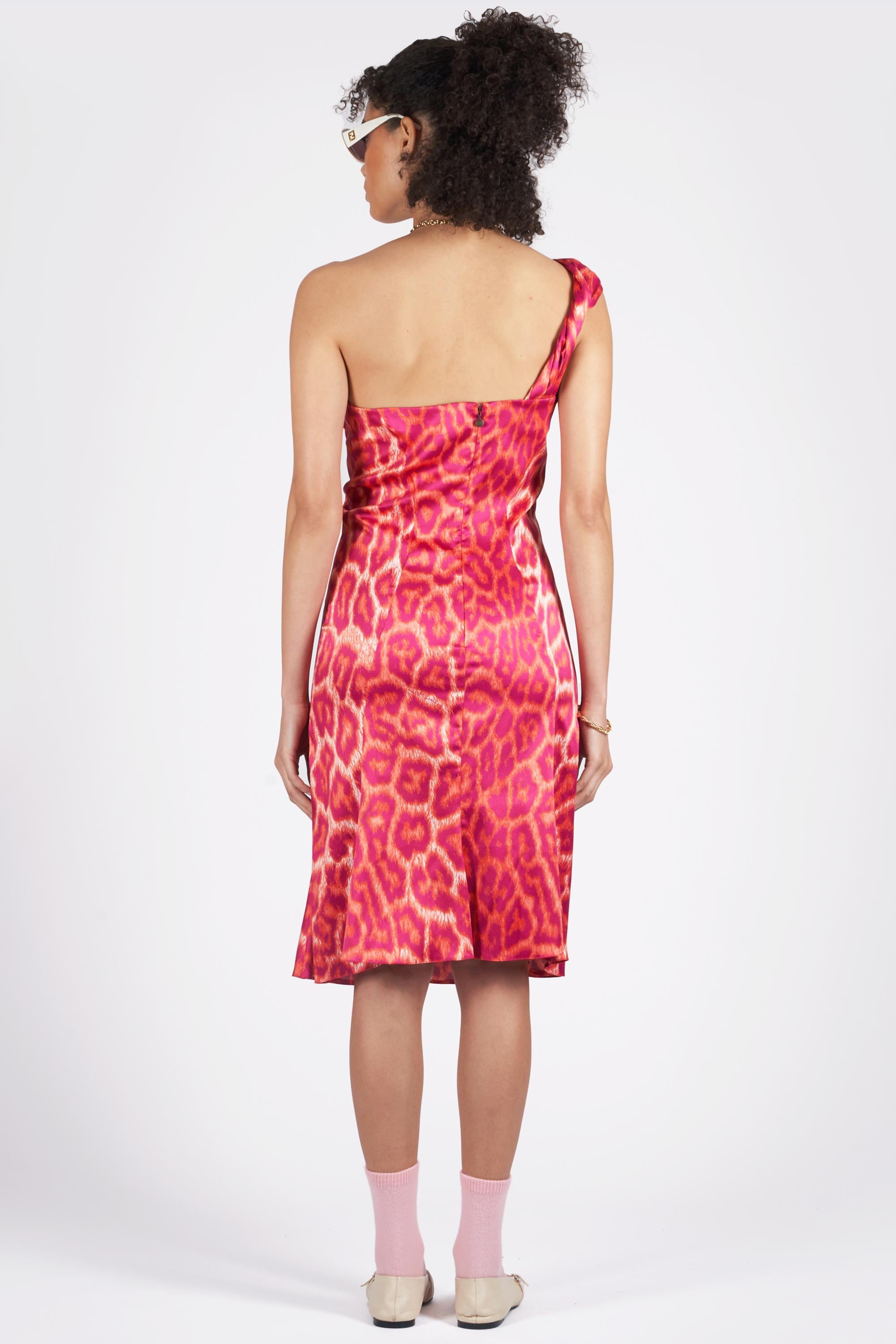 Just Cavalli S/S 2008 Leopard Print One Shoulder Dress In Excellent Condition For Sale In London, GB