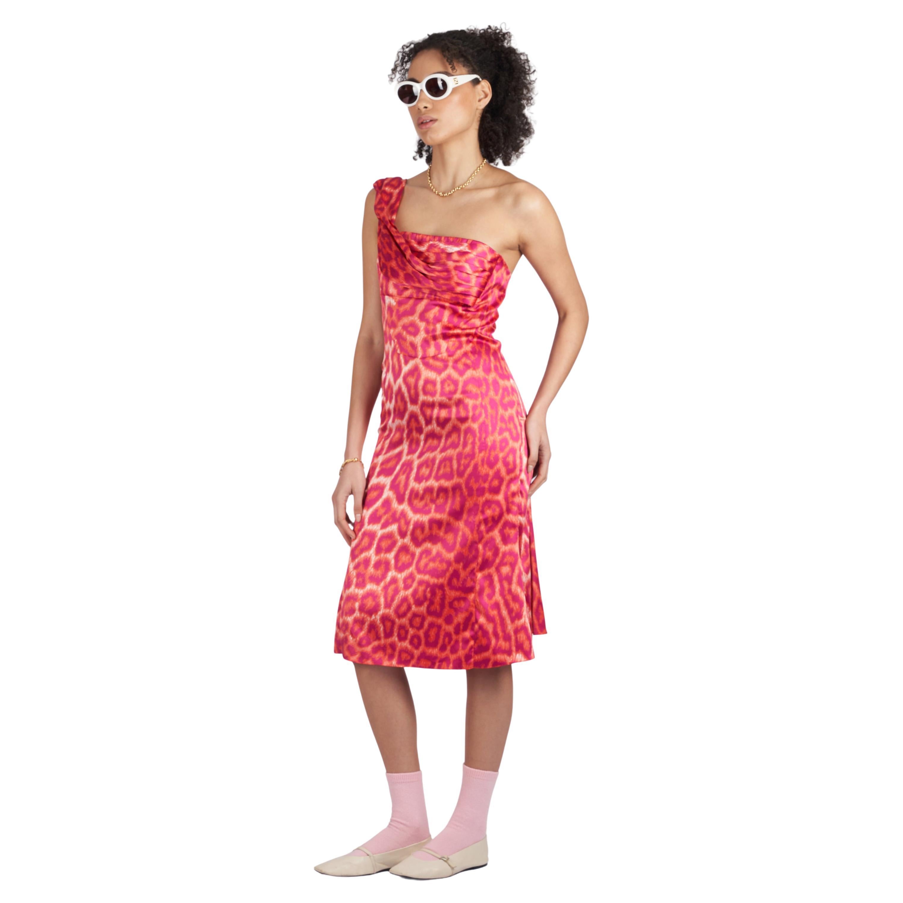 Just Cavalli S/S 2008 Leopard Print One Shoulder Dress For Sale