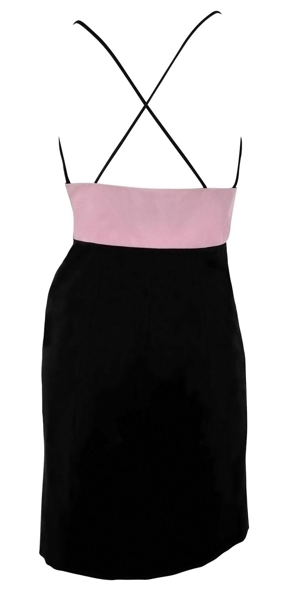 S/S 2008 Ralph Lauren Runway Baby Pink Black Silk Sleeveless Slip Mini Dress 2