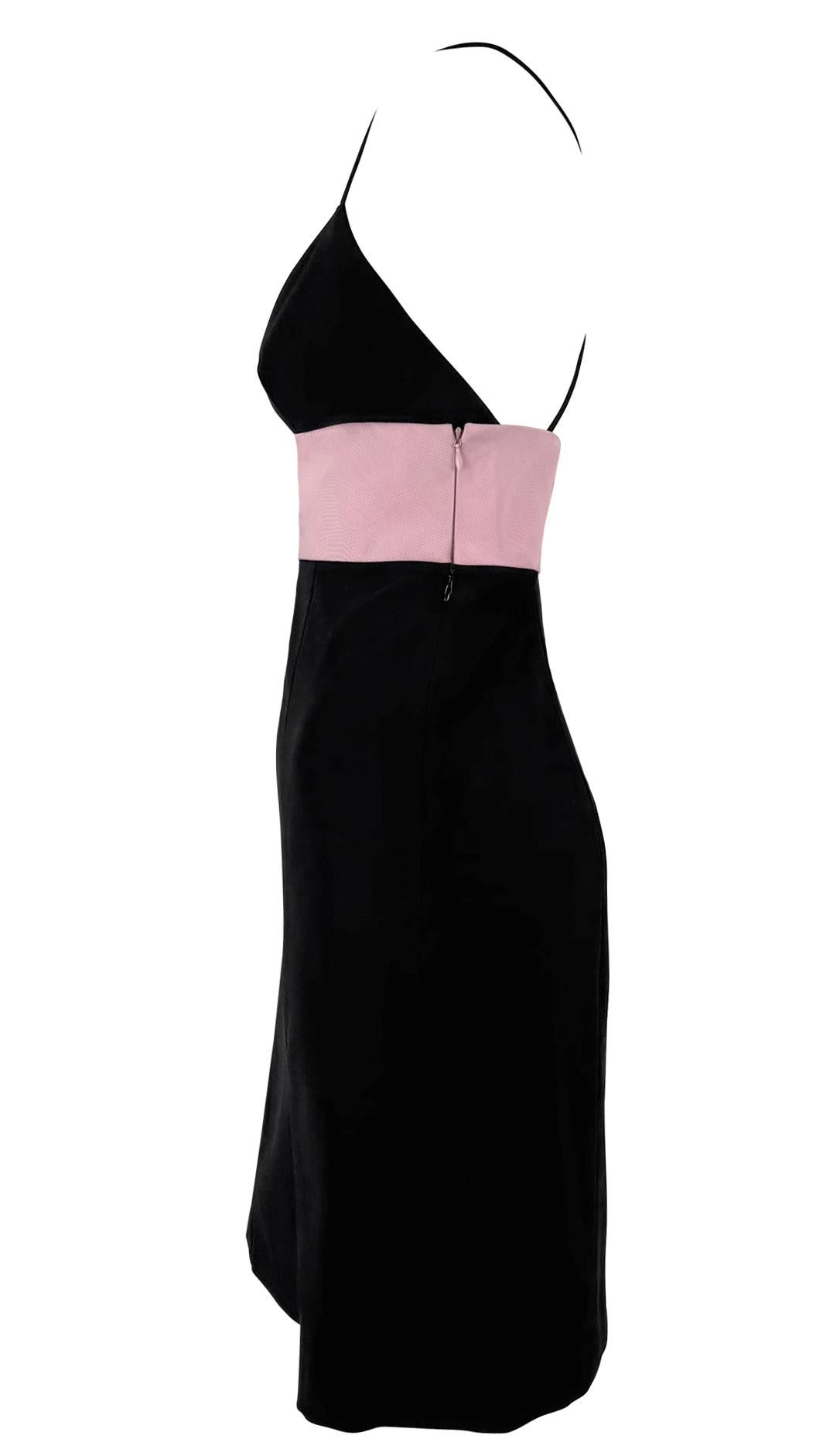 S/S 2008 Ralph Lauren Runway Baby Pink Black Silk Sleeveless Slip Mini Dress 3