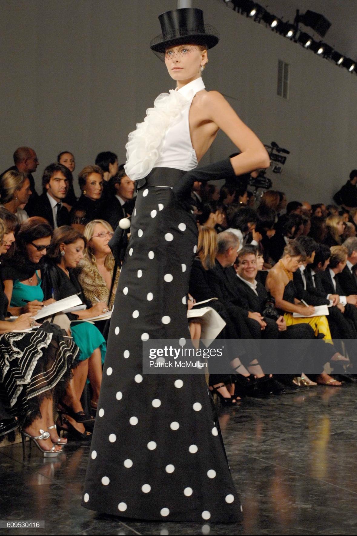 S/S 2008 Ralph Lauren Runway 40th Collection Black White Polka Dot Flare Skirt 6