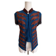 S/S 2008 Silk Military Fringe Embroidered Top
