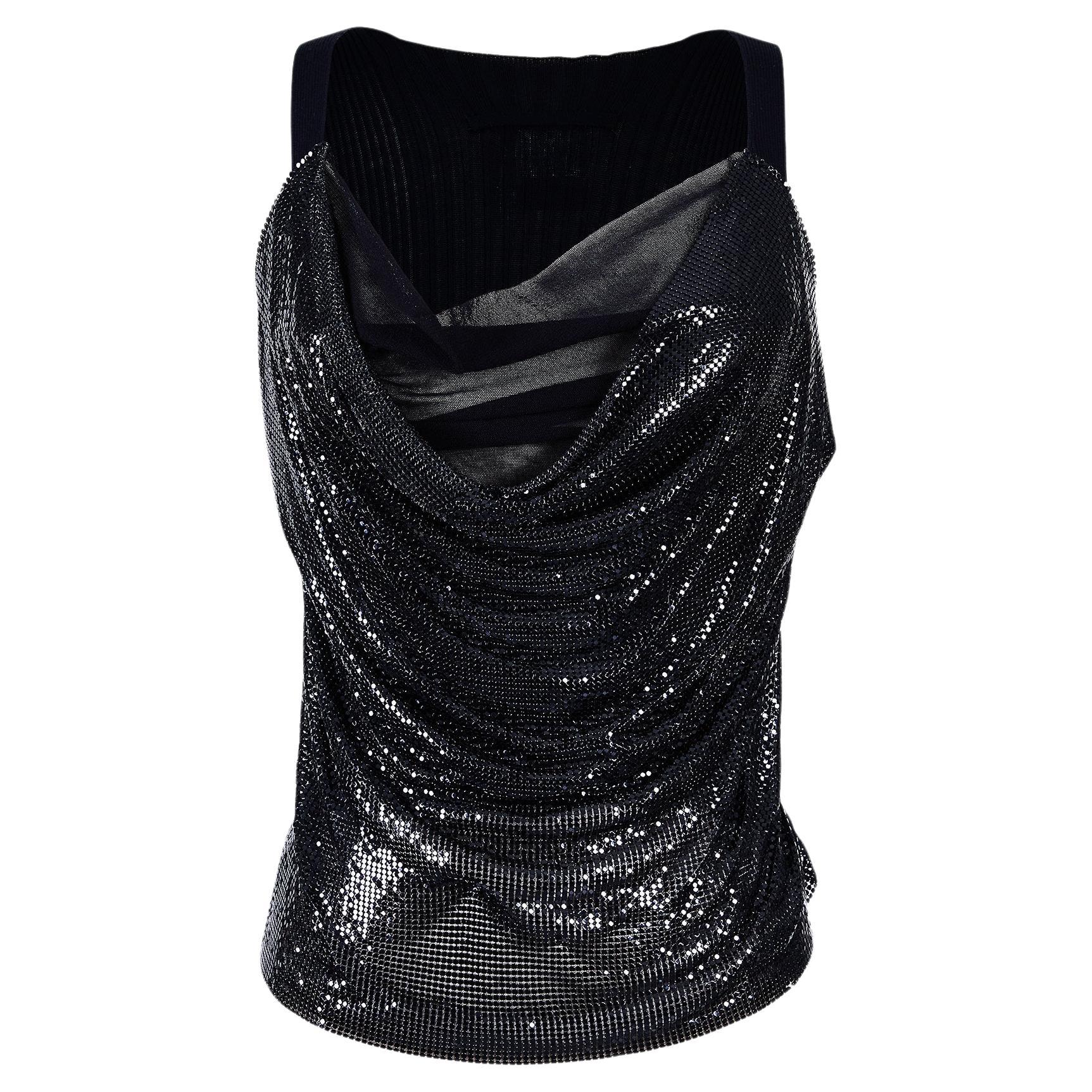 S/S 2009 Jean Paul Gaultier Black Cowl Neck Chainmail Top