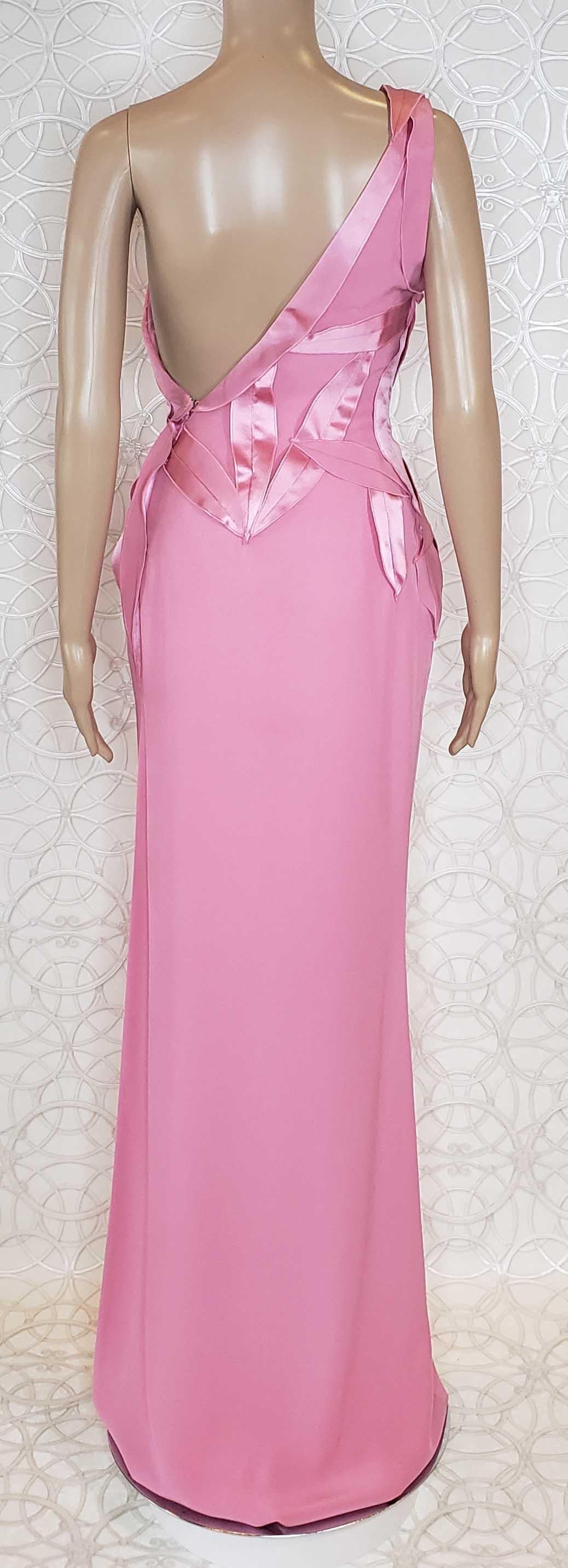 Pink S/S 2009 Look # 51 NEW SENSATIONAL VERSACE PINK SILK ONE SHOULDER Gown 38 - 2