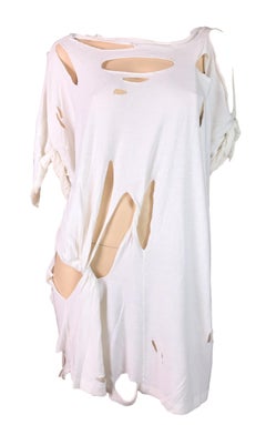 S/S 2009 Maison Martin Margiela Runway White Destroyed Shirt Dress M