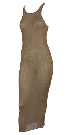 S/S 2009 Rick Owens "Strutter" Collection Sheer Brown Jersey Maxi Dress