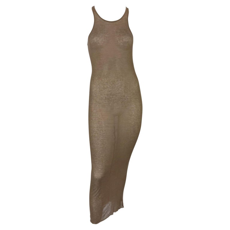 S/S 2009 Rick Owens "Strutter" Collection Sheer Brown Jersey Maxi Dress For  Sale at 1stDibs