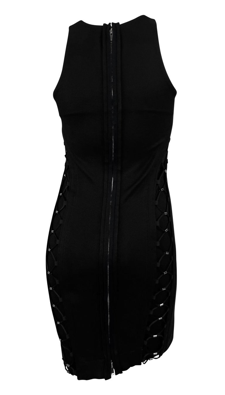 S/S 2010 Gucci by Frida Giannini Black Bodycon Lace-Up Sleeveless Cocktail  Dress