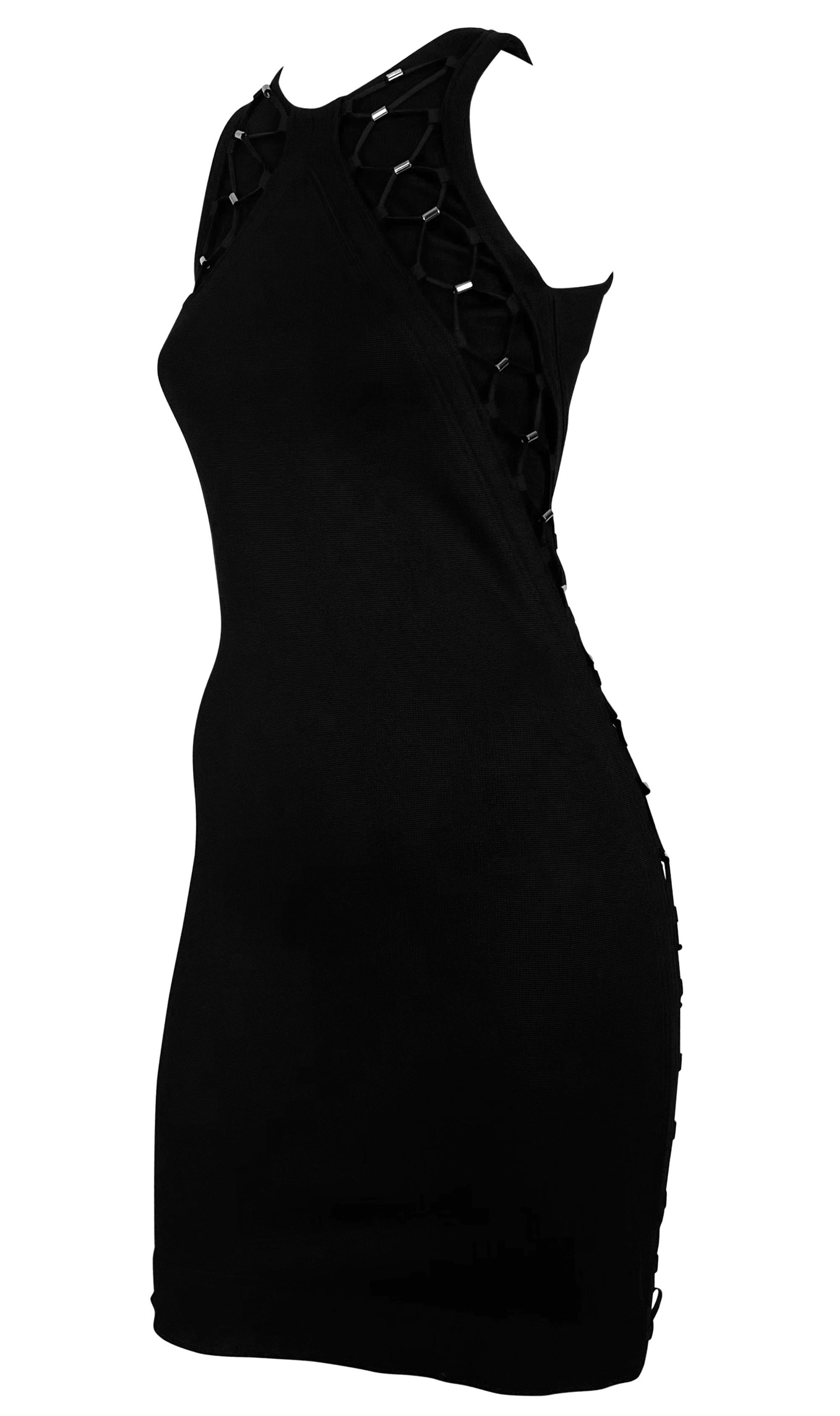 S/S 2010 Gucci by Frida Giannini Black Bodycon Lace-Up Sleeveless Cocktail Dress For Sale 4