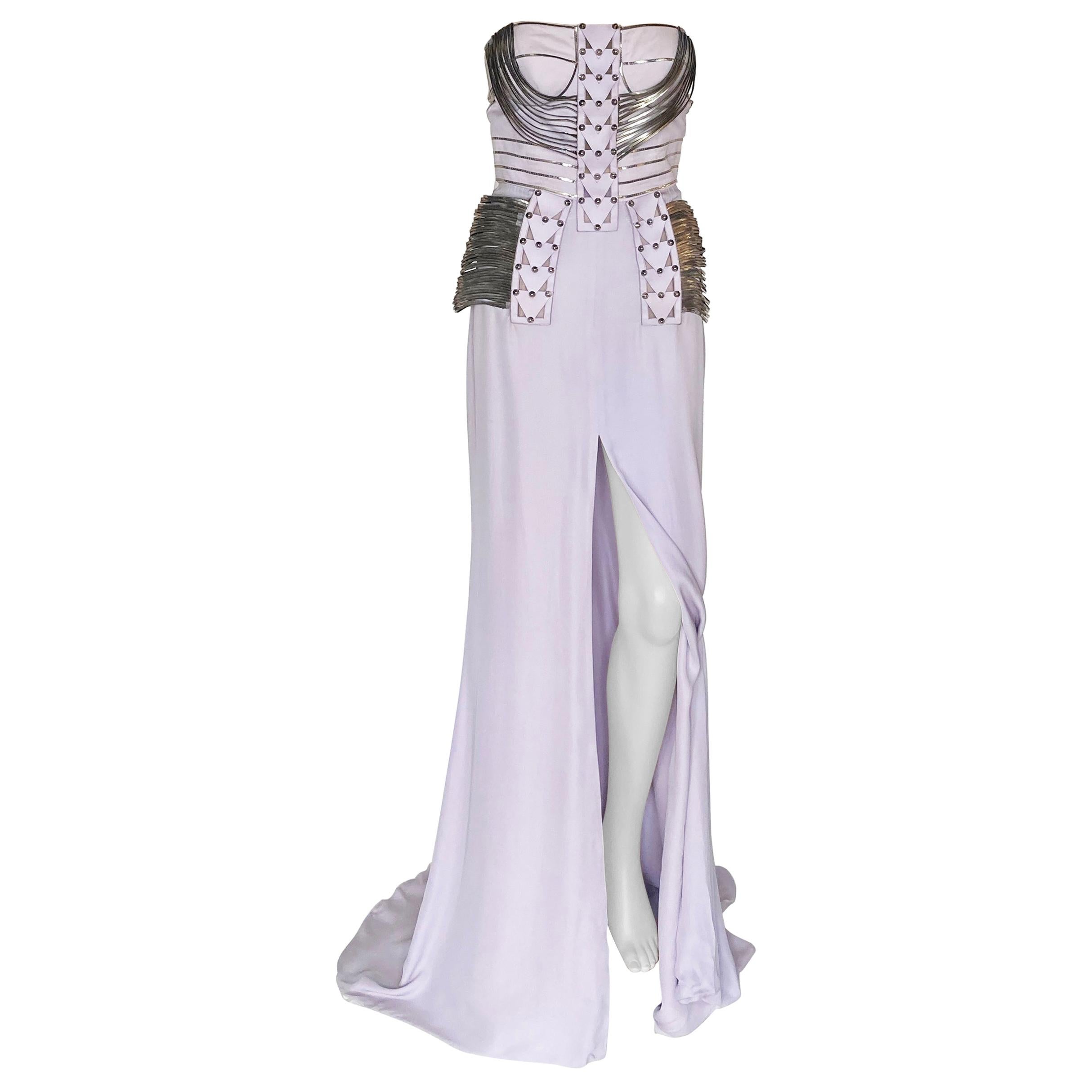 S/S 2010 L# 47 VERSACE EMBELLISHED LONG DRESS GOWN 40 - 4 as seen on DONATELLA For Sale