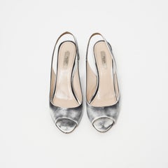 S/S 2010 Prada distressed leather effect slingback wedge sandals