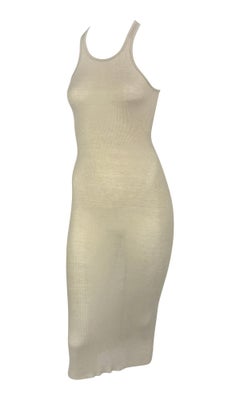 S/S 2010 Rick Owens "Release" Collection Sheer Beige Ribbed Jersey Maxi Dress
