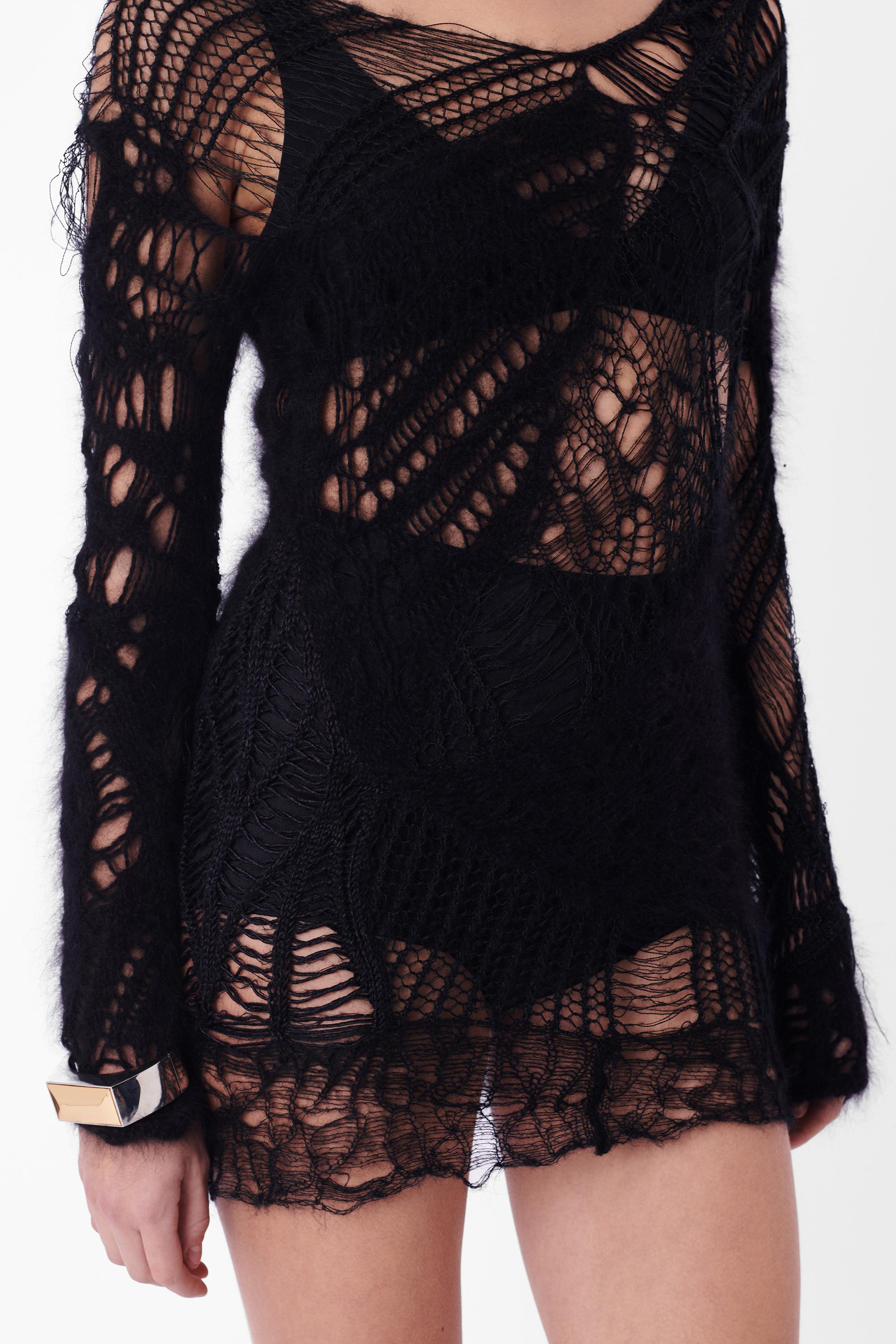 S/S 2011 Schwarzer Distressed Knit-Pullover für Damen oder Herren im Angebot