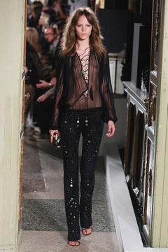 S/S 2011 Emilio Pucci Beaded mirror embellished chiffon black pants