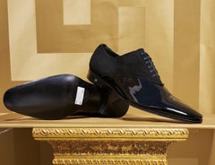 S/S 2011 look # 36 NEW VERSACE BLACK PATENT LEATHER LOAFER with SUEDE 44 - 11