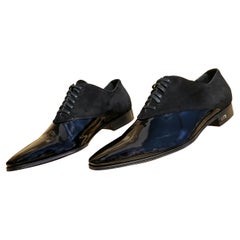 S/S 2011 look # 36 NEW VERSACE BLACK PATENT LEATHER LOAFER with SUEDE 44 - 11