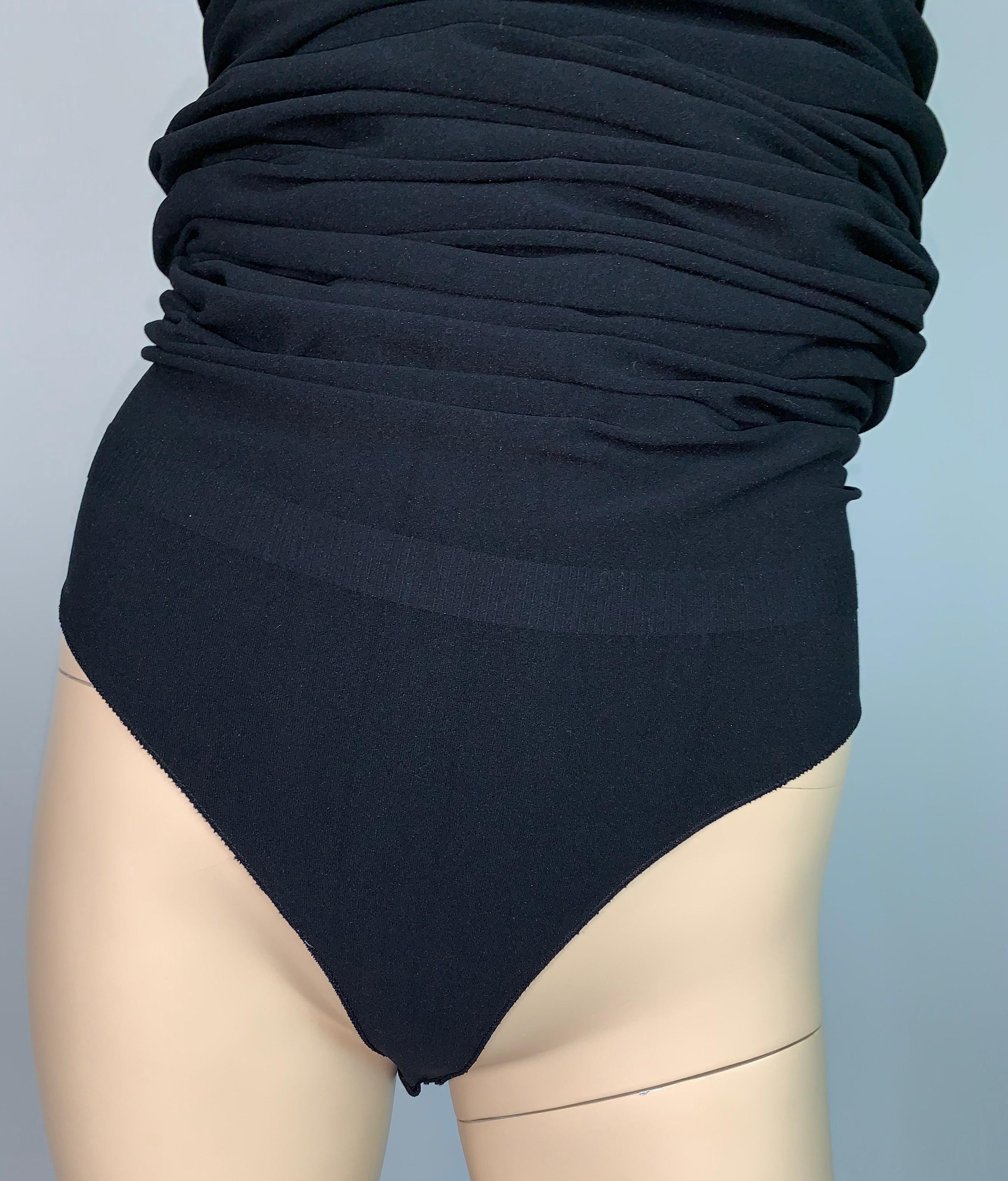 Women's S/S 2011 Yves Saint Laurent Black Nylon Bodystocking Wiggle Dress Skirt M