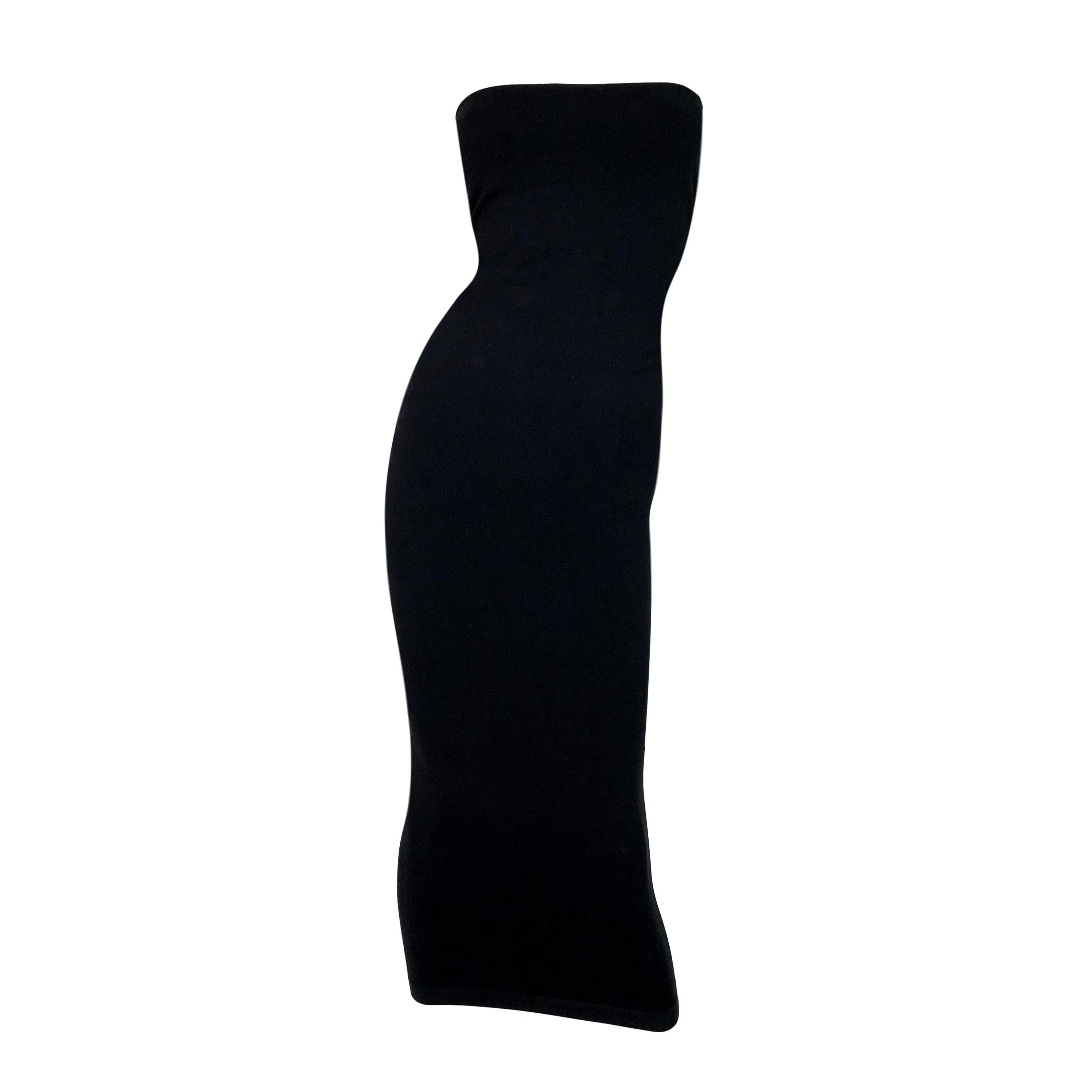 S/S 2011 Yves Saint Laurent Black Nylon Bodystocking Wiggle Dress Skirt M