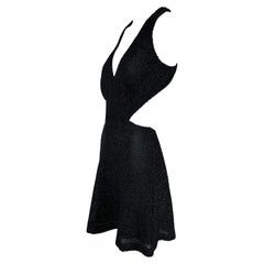 S/S 2011 Yves Saint Laurent Black Stretchy Knit Plunging Cut-Out Mini Dress 34