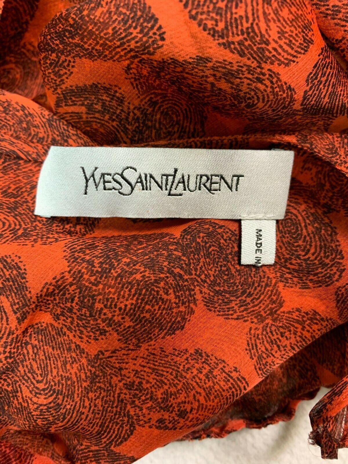S/S 2011 Yves Saint Laurent Sheer Fingerprint Red Silk Cut-Out Dress In Good Condition In Yukon, OK