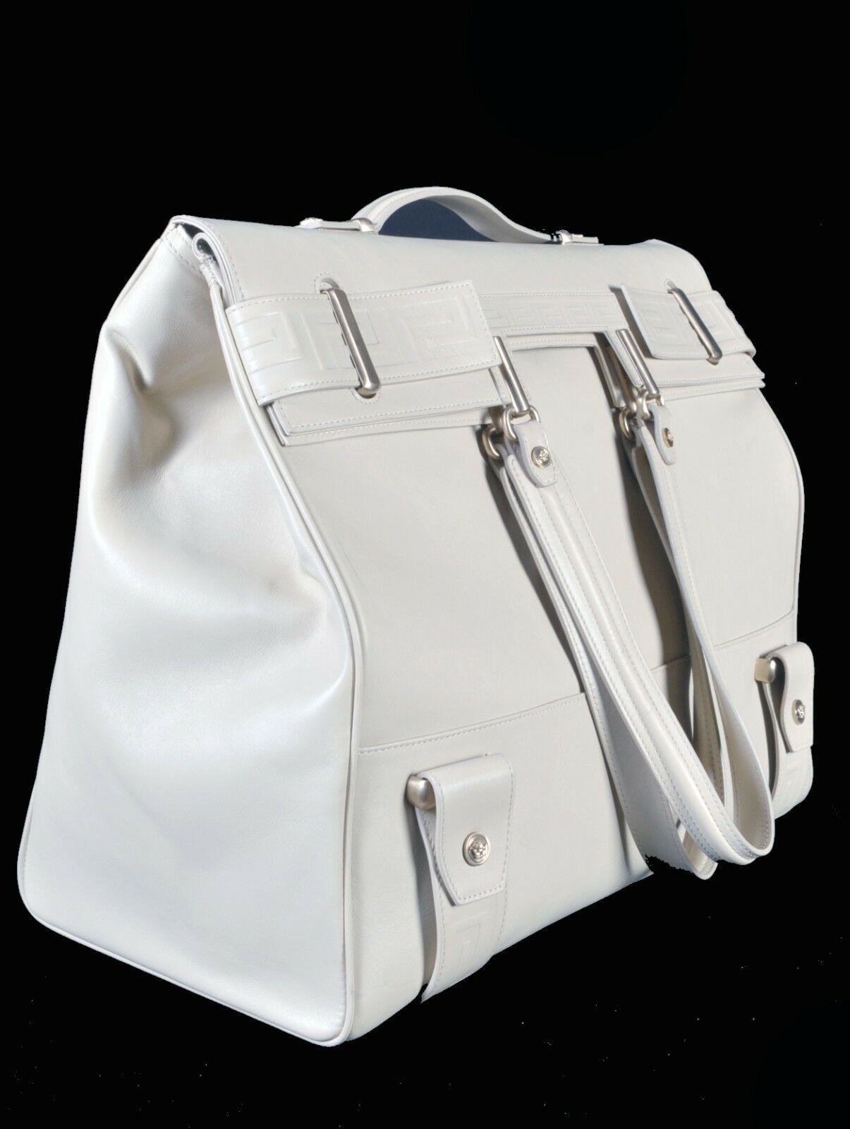 Beige S/S 2012 Look # 15 New VERSACE Men's Travel Leather Handbag