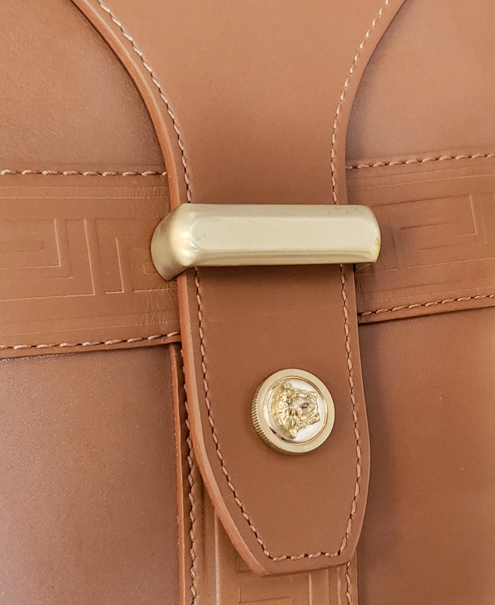 Men's S/S 2012 Look # 27 New VERSACE men's runway brown leather travel handbag