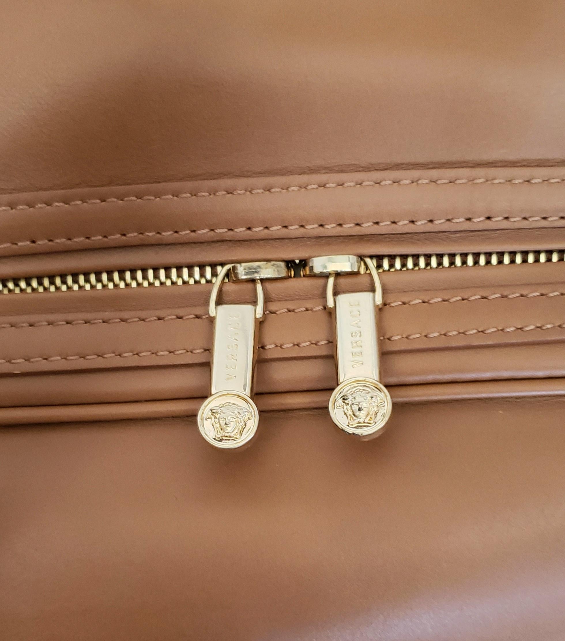 S/S 2012 Look # 27 New VERSACE men's runway brown leather travel handbag 1