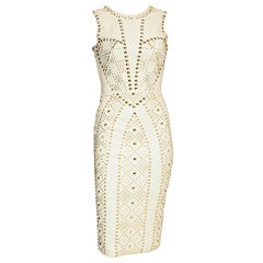 S/S 2012 look #27 VERSACE WHITE STUDDED EMBELLISHED LEATHER DRESS 38 - 2