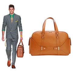 S/S 2012 Look # 27 New VERSACE men's runway brown leather travel handbag
