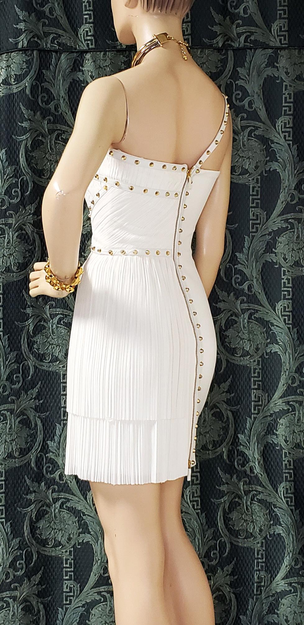 S/S 2012 look # 35 NEW VERSACE ONE SHOULDER WHITE STUDDED DRESS 38 - 2 2