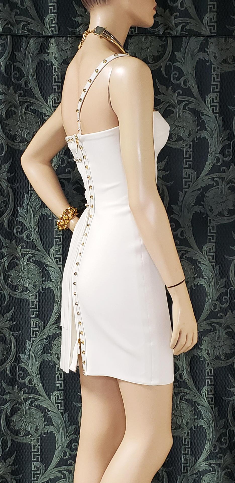 S/S 2012 look # 35 NEW VERSACE ONE SHOULDER WHITE STUDDED DRESS 38 - 2 5