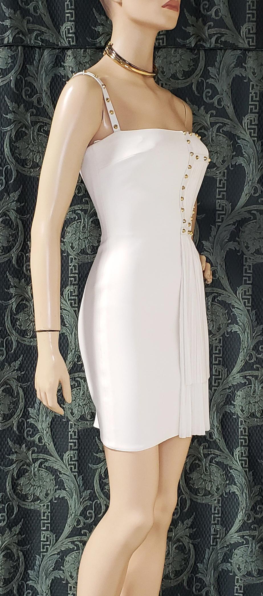 S/S 2012 look # 35 NEW VERSACE ONE SHOULDER WHITE STUDDED DRESS 38 - 2 6