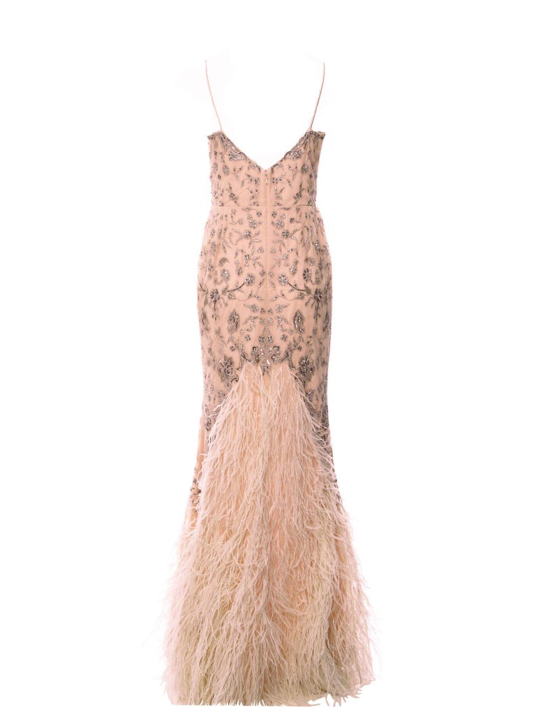 oscar de la renta feather gown
