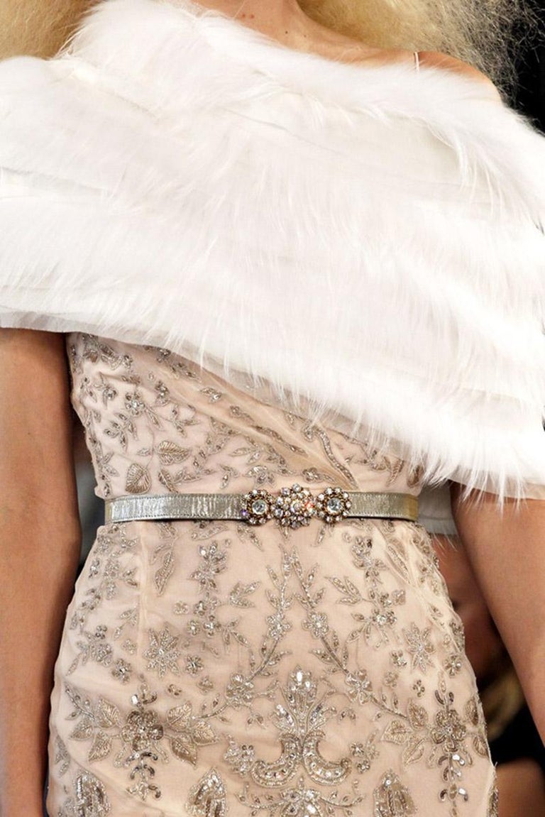 S/S 2012 Look #47 OSCAR DE LA RENTA EMBELLISHED NUDE GOWN with FEATHERS ...