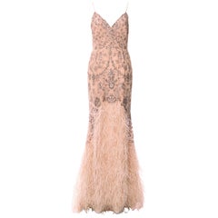 S/S 2012 Look #47 OSCAR DE LA RENTA EMBELLISHED NUDE GOWN with FEATHERS