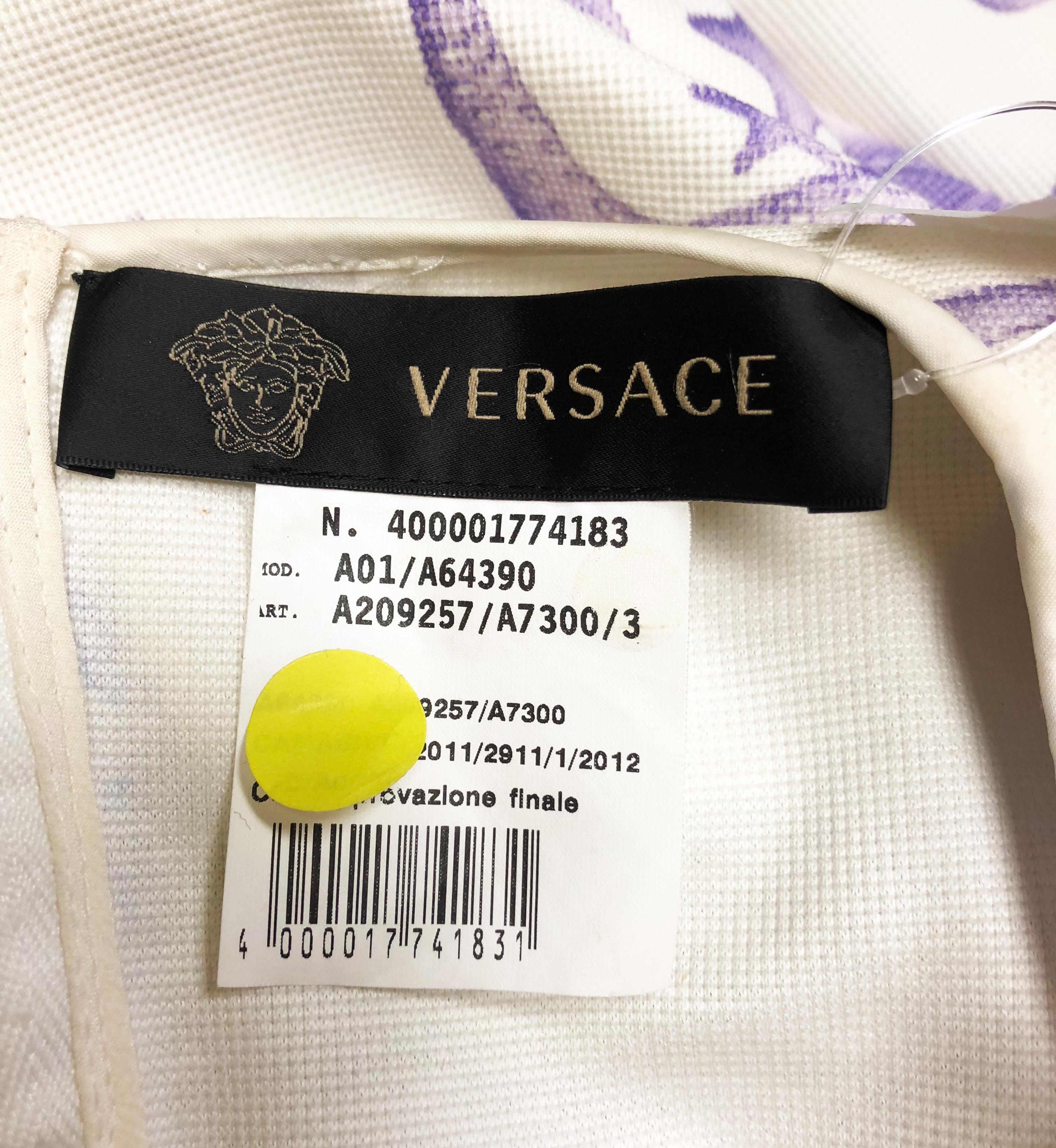 S/S 2012 - Échantillon unique VERSACE - Robe blanche imprimée étoile de mer et coquillages en vente 2