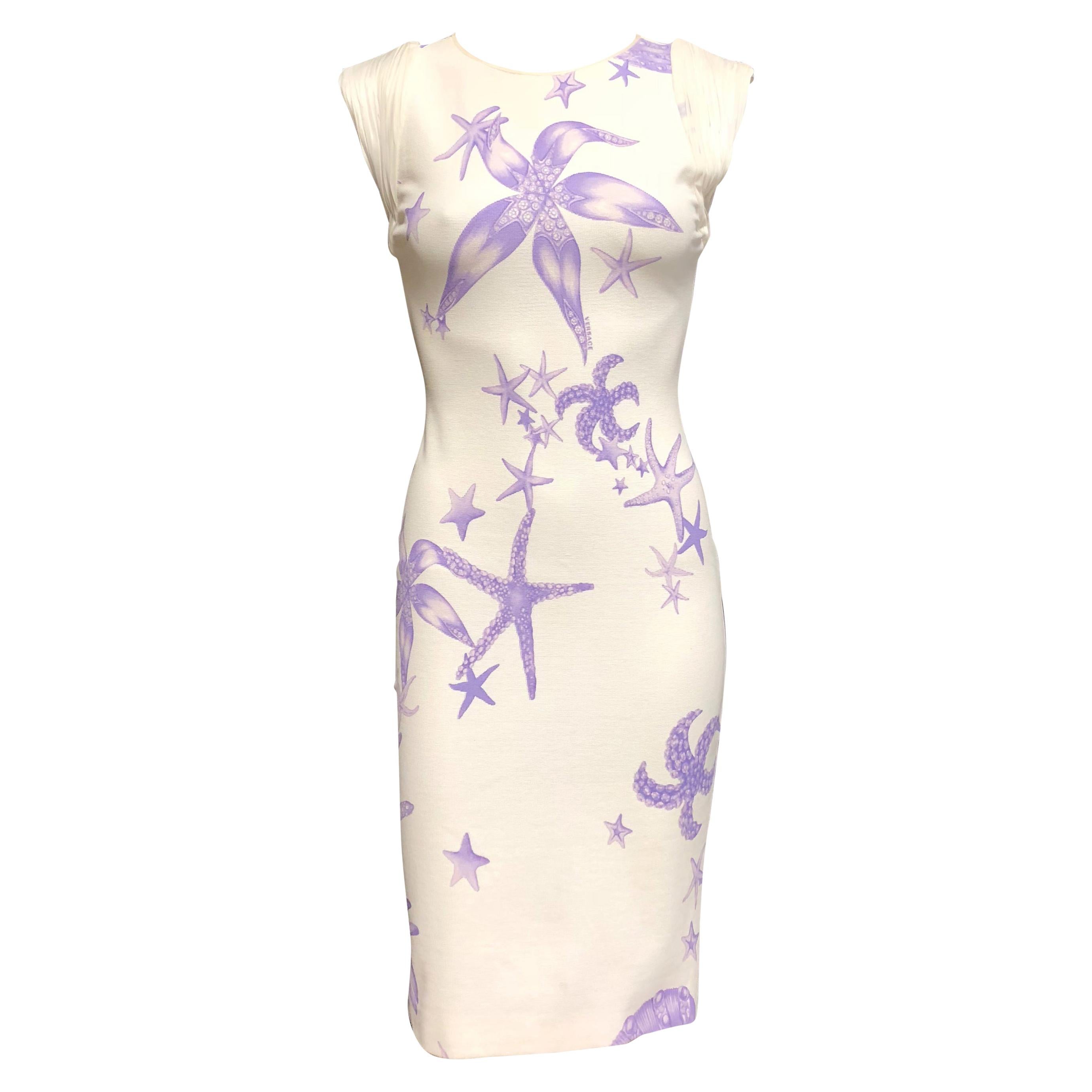 S/S 2012 Unique Sample VERSACE White Starfish and Seashell print dress For Sale