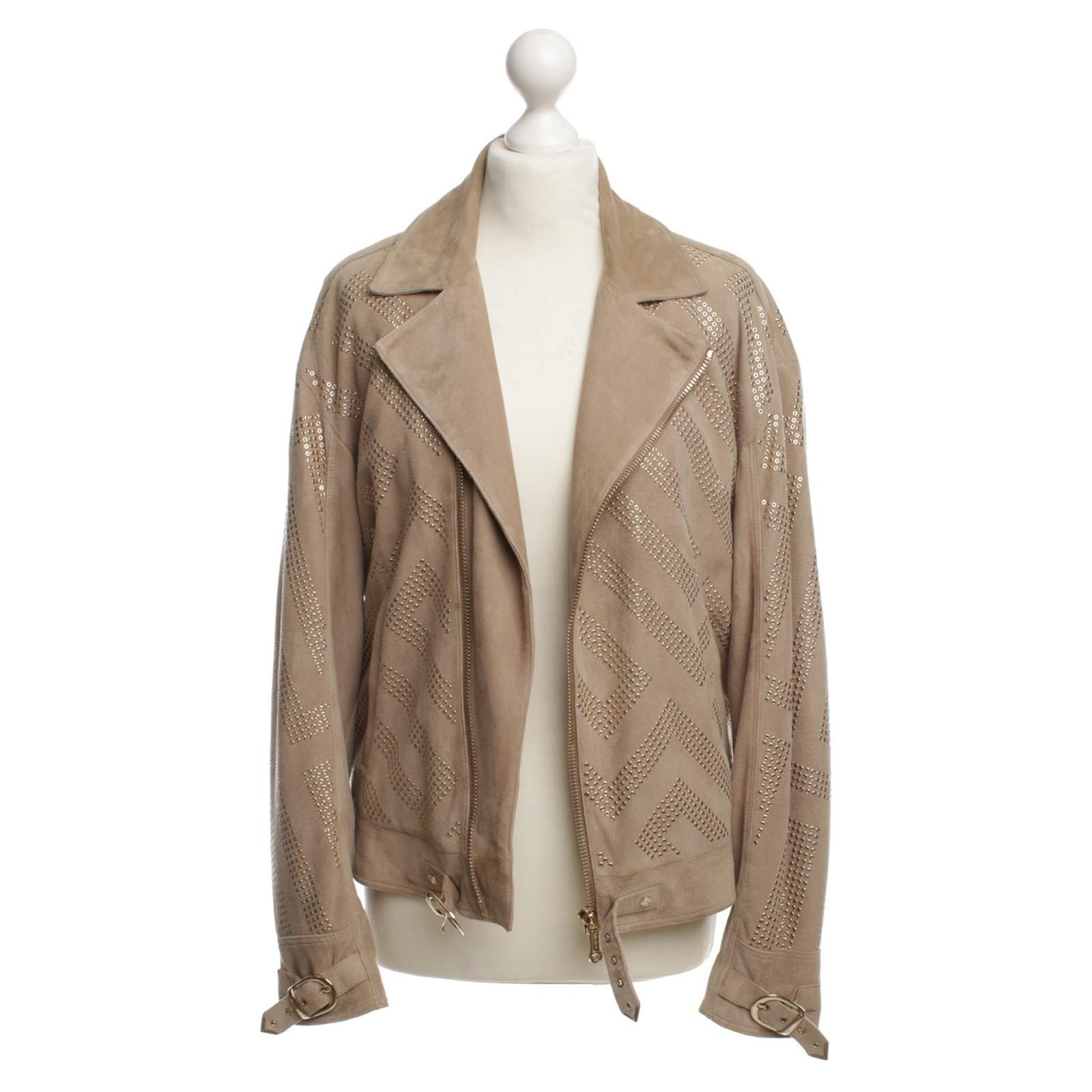 S/S 2012 Versace Greek Key Embellished Suede leather jacket for Men For  Sale at 1stDibs