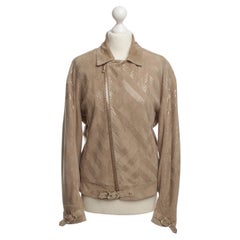 S/S 2012 Versace Greek Key Embellished Suede leather jacket for Men 