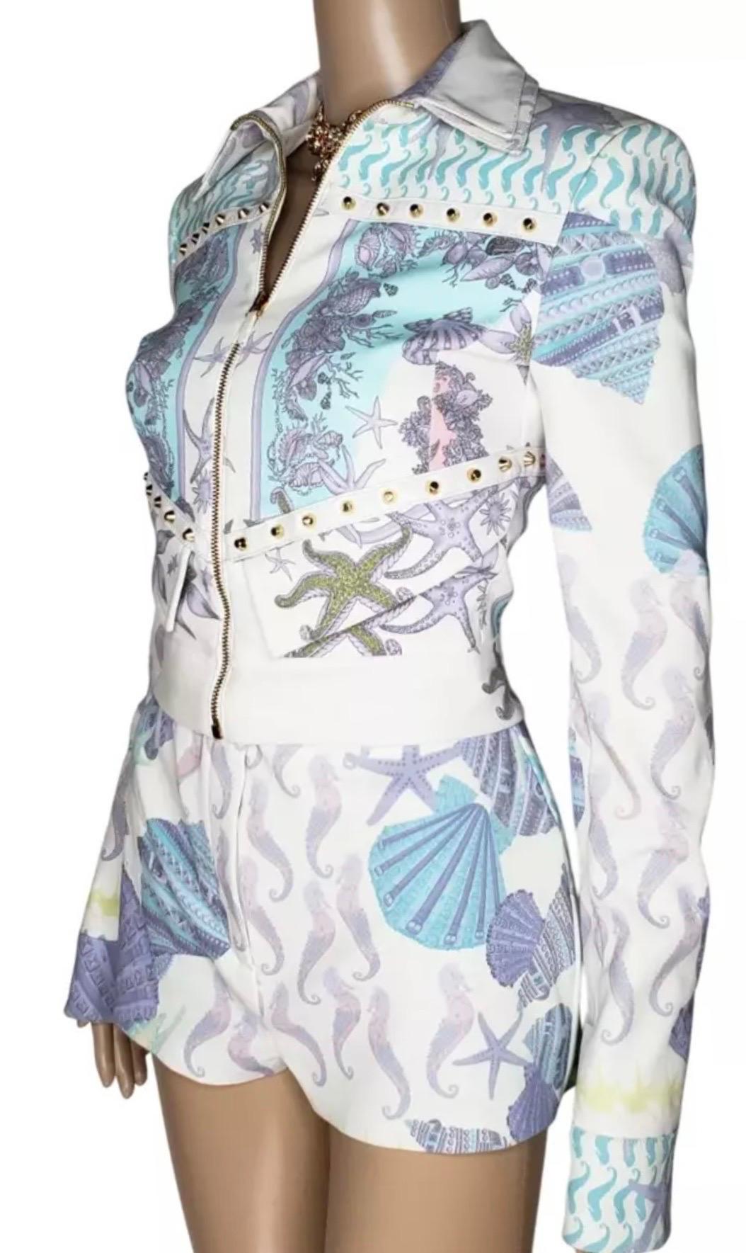 S/S 2012 Versace Traje de chaqueta y pantalón corto con estampado de conchas 38 - 2 en venta 1