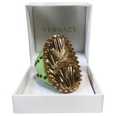 S/S 2012 Versace studded green leather cuff bracelet with starfish
