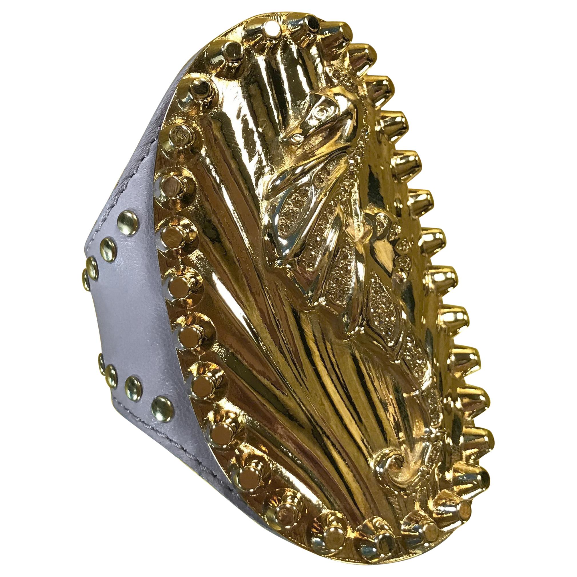 S/S 2012 Versace studded lilac leather cuff bracelet with seahorse