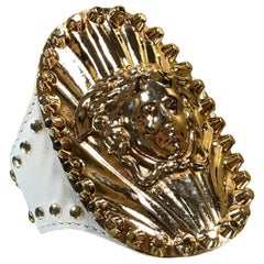 S/S 2012 Versace studded white leather cuff bracelet with Medusa