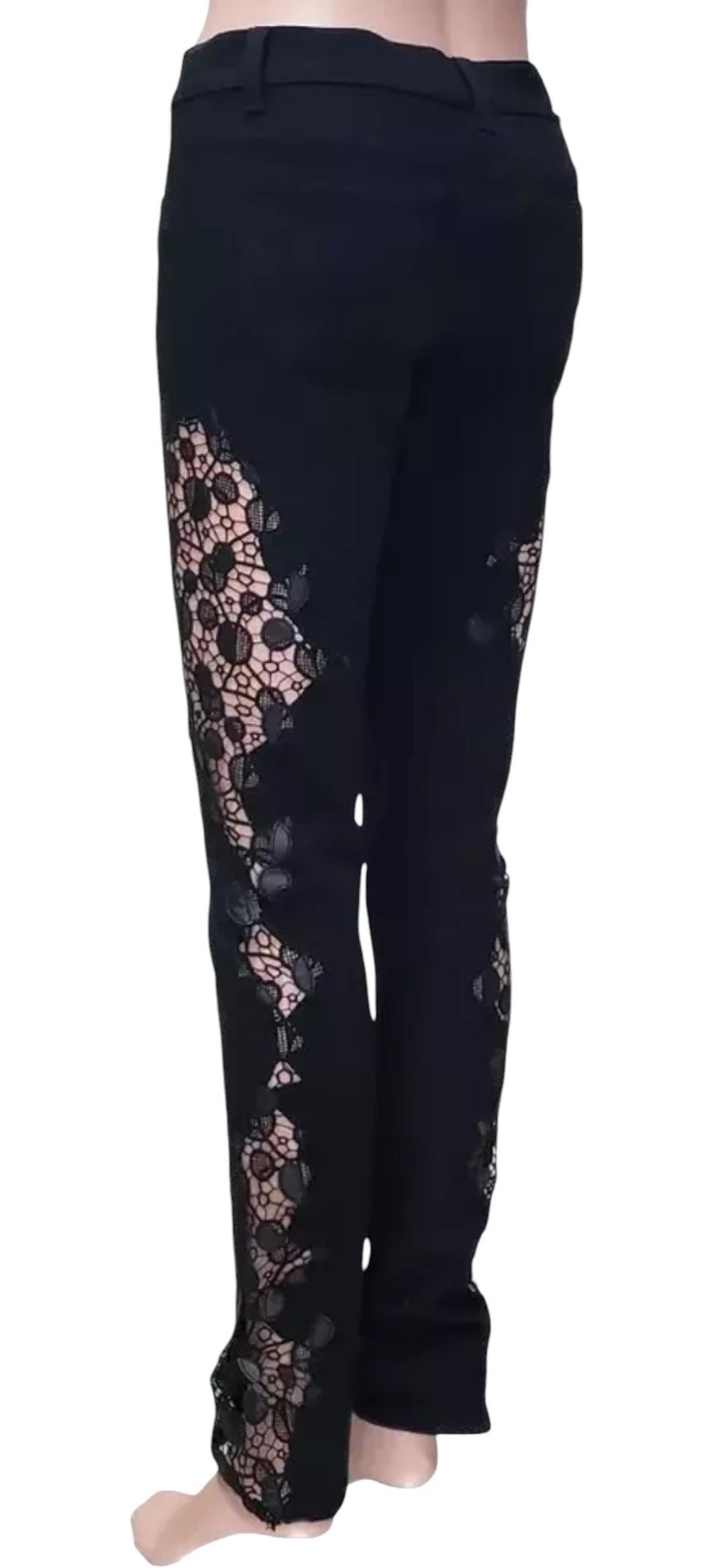 S/S 2013 Look # 15 Versace Black Lace Pannel Jeans Size 26 For Sale 3