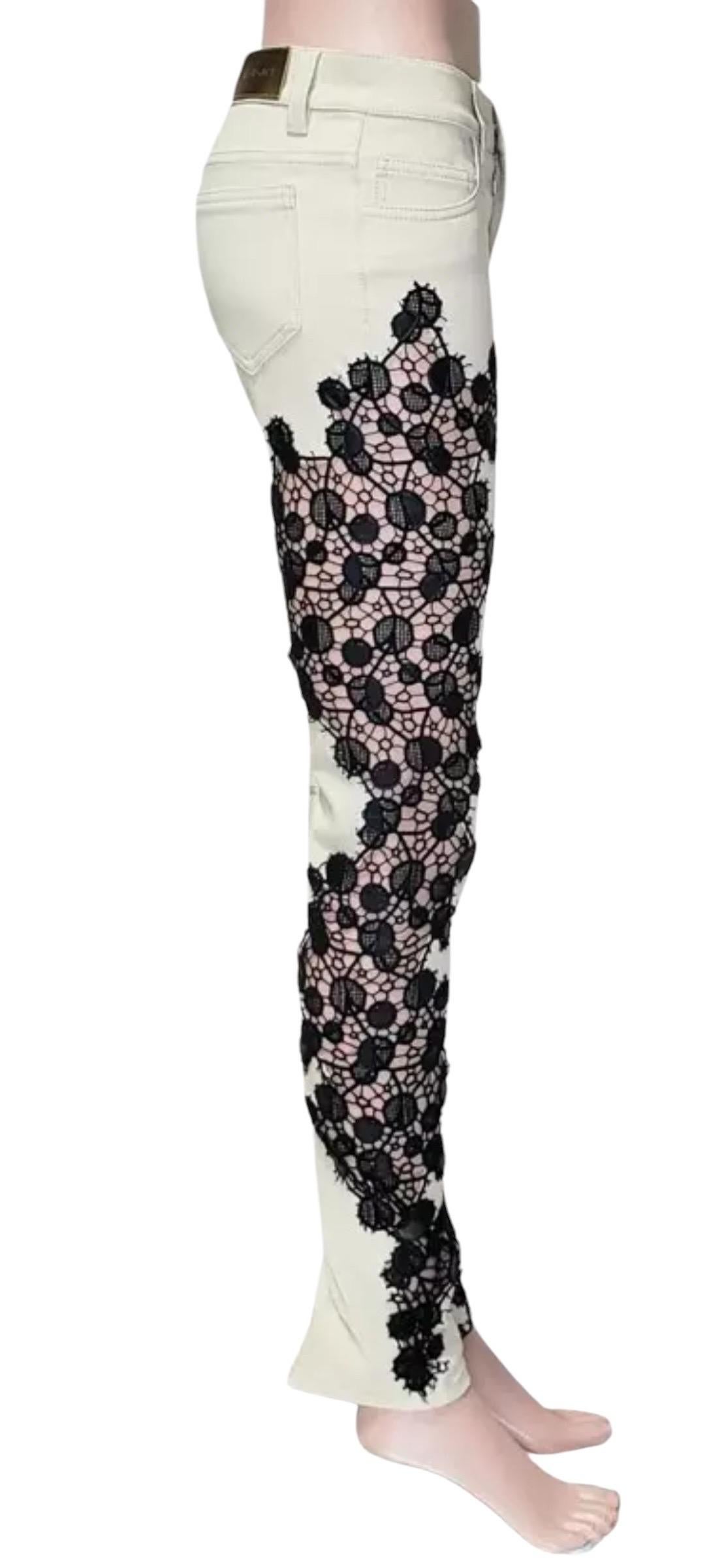 S/S 2013 Look # 19 Versace Beige Jeans w/ Black Lace Pannel Size 26 For Sale 3
