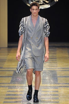 S/S 2013 Look #29 VERSACE RUNWAY WOOL/SILK CHECKERED SHORTS SUIT IT 50 - 40 (L)